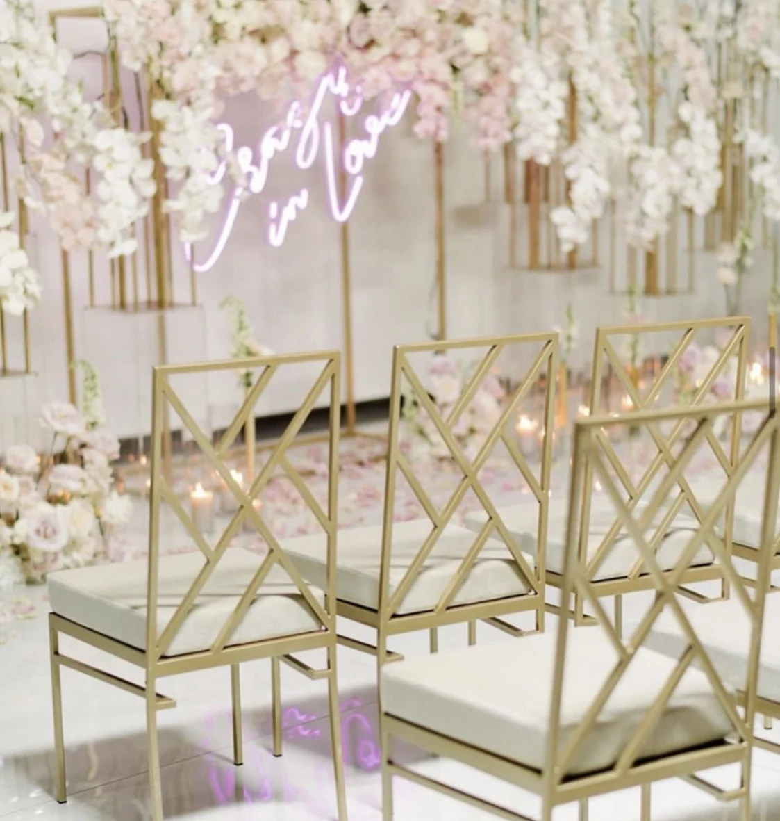 Wholesale Gold Metal Wedding Chair Cross Back Steel Wedding Chair