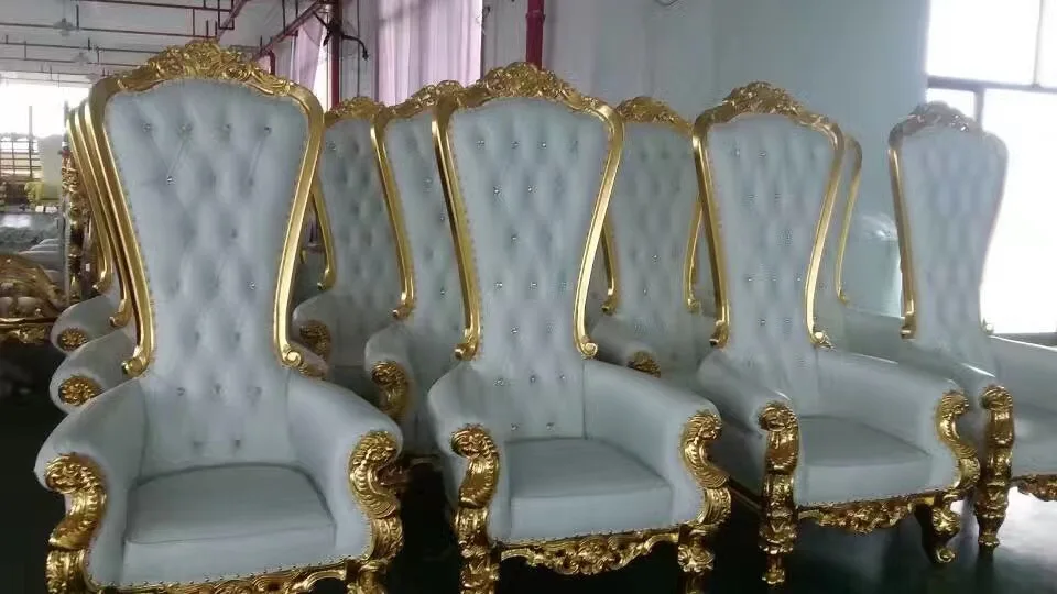 Quick delivery time Cheap High Back Event Furniture Gold Pedicure Royal King Queen Throne Chair For Wedding
