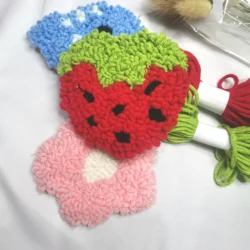 Wholesale High Quality Punch Needle Handmade Kitchen and Dining Mug Rug Drink Coasters