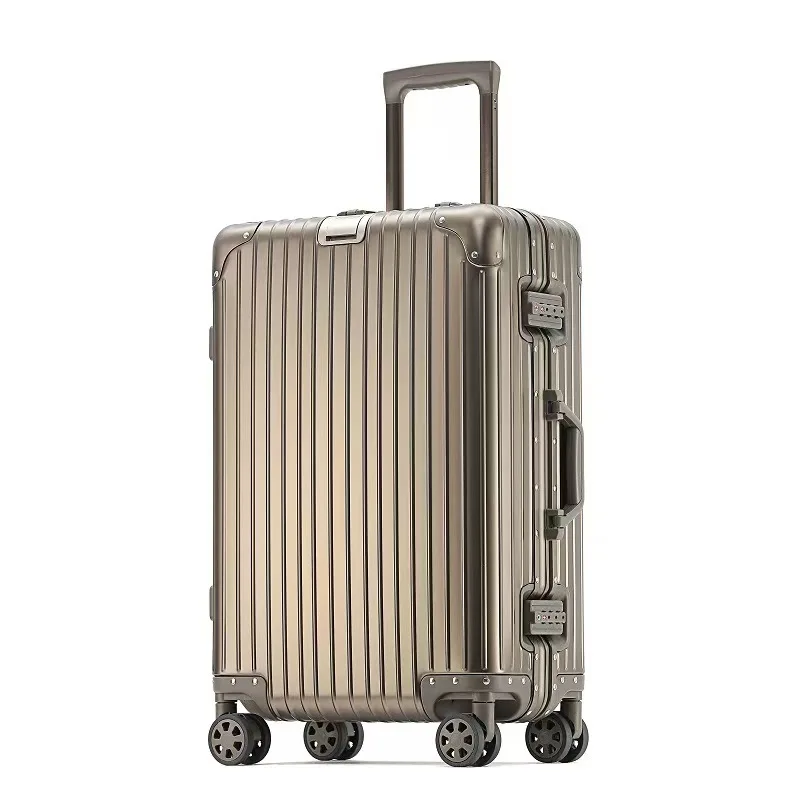 OEM/ODM High Quality 100% all aluminium travel bag metal suitcase travel luggage set  with TSA lock