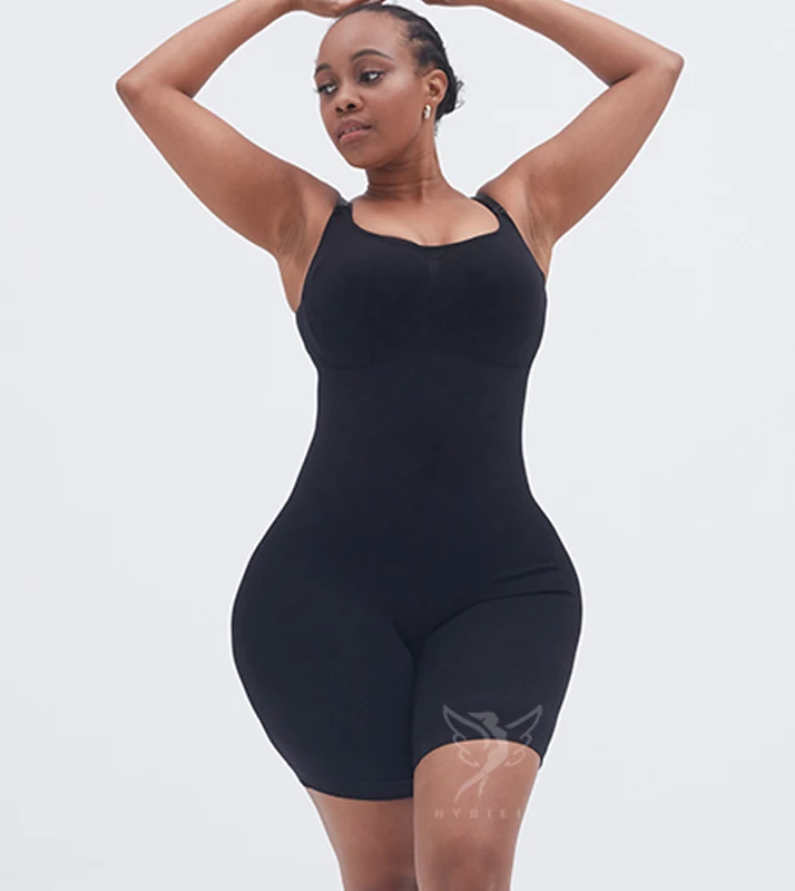 Hygieia Spaghetti Straps Breathable Black Tummy Control  Seamless Shapewear Bodysuit Slimming Butt Lifter Body Shaper For Women