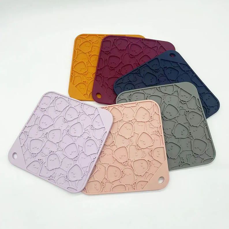 new popular lilac cute square chick lick mat groovy emat enrichment lick mat chicky texture dog food mat set