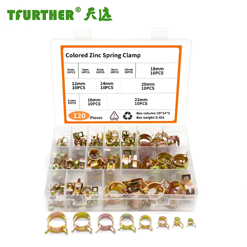 Color plated zinc spring clamp 120PCS set