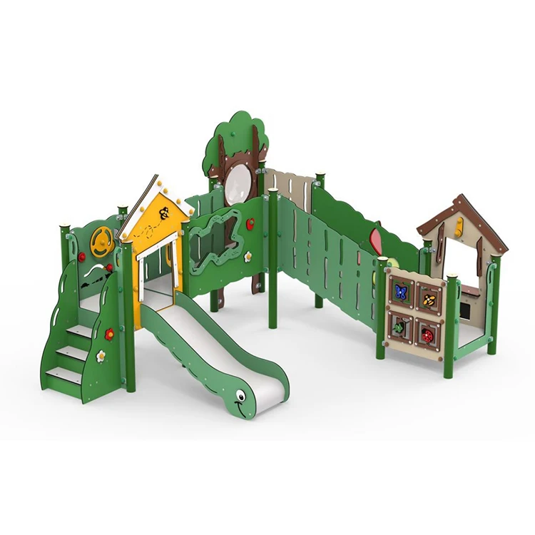 Qiaoqiao New Design PE Playground children Obstacle Tree House play set stainless steel Slide Outdoor Amusement park Equipment