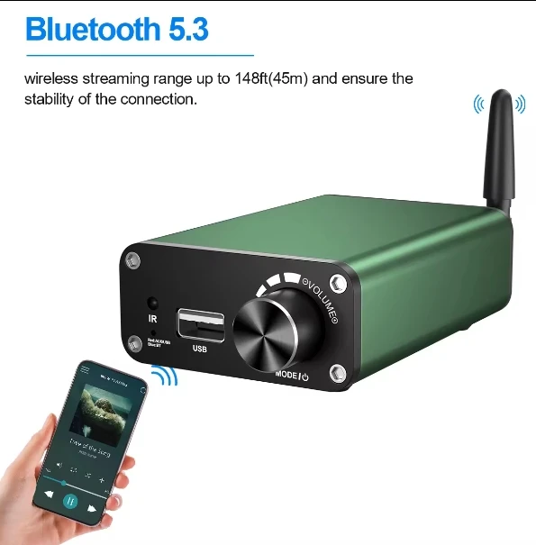 XTUGA AC06 Home Theater System Digital Audio Amp 2.0 Stereo HIFI Fever Grade Bluetooth 5.3 Computer Desktop Digital Amplifier