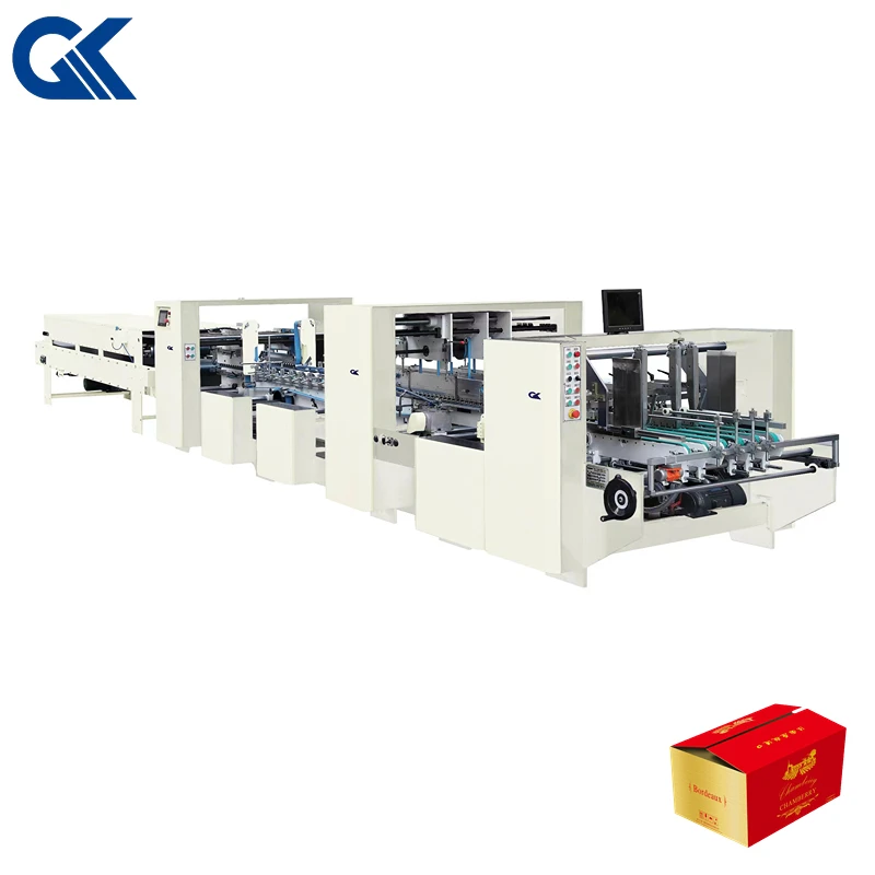 corrugated box crash lock bottom fruit carton making folding gluing machine (GK-P1200/P1450/P1600)