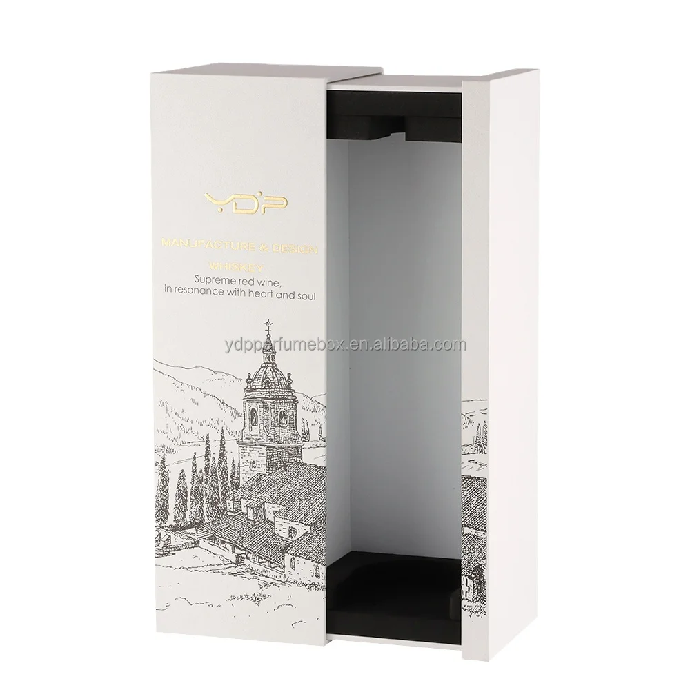 Custom made luxury matt black rigid cardboard liquor set packaging boxes champagne whisky red wine bottles glass paper gift box