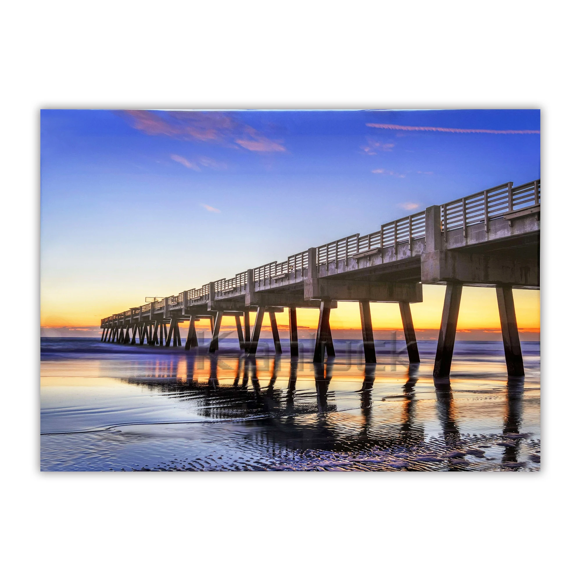 Modern Landscape Bridge Sunset Large Canvas Painting Wall Art With Lacquer