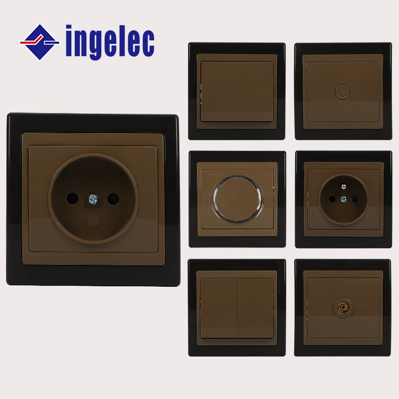 Ingelec original French wall switch regulation concealed black border switch panel legal label African cross-border power supply