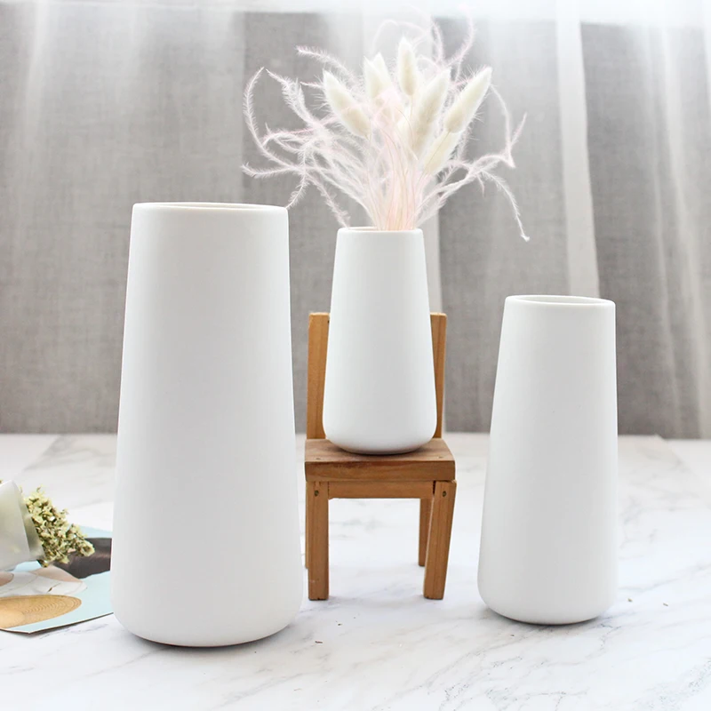 Modern Porcelain Vases Ins Wedding Decorative 4 Options Same Style Custom Logo Vases White Ceramic Vase Set