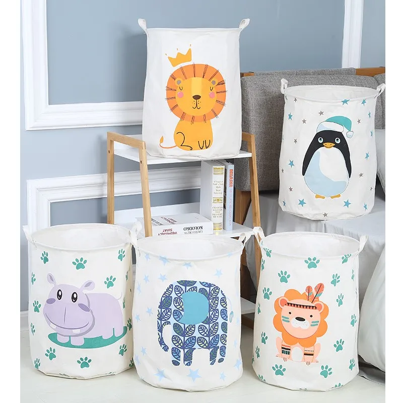 Canvas Fabric Laundry Hamper-Collapsible Storage Bin with Handles