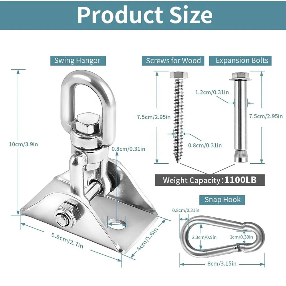 304 Stainless Steel Swing Hanging Hooks For Concrete Wooden Trapeze Yoga