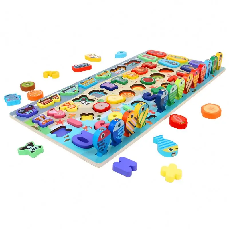 New Design 7 In 1 Logarithmic Plate wooden early educational toys Wholesale learning Montessori fishing toys for child