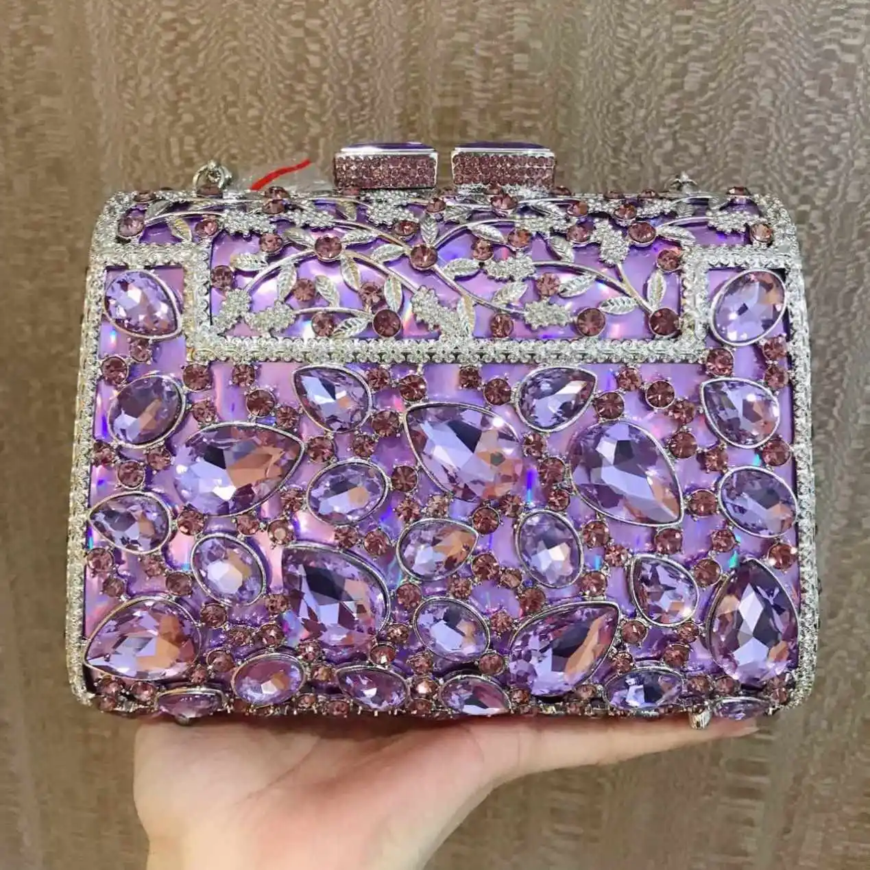 Evening Bag Wedding Party Handbags Purse Bridal Metal Clutch Floral Bag Women Crystal Diamond Rhinestone Clutches