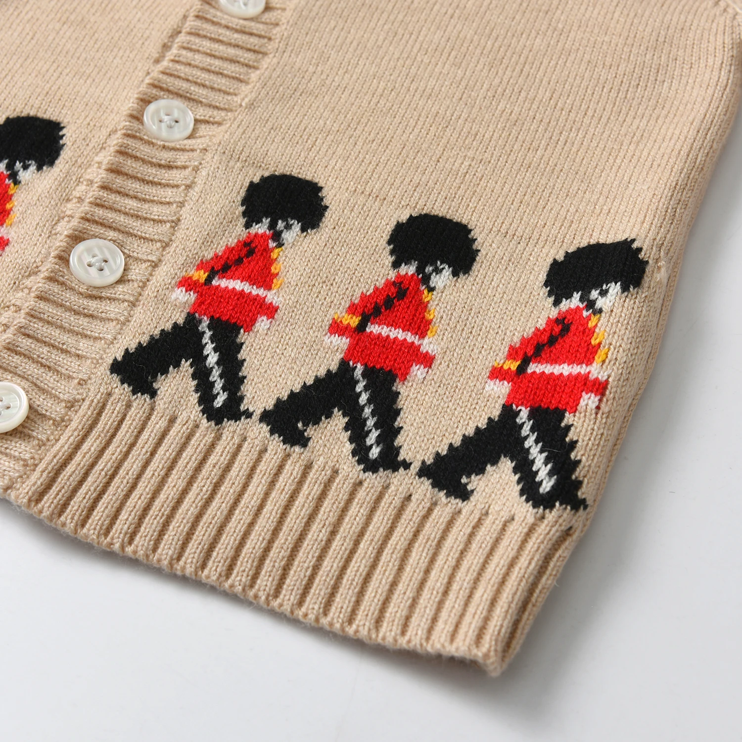 2024 Wholesale Spanish Kids Sweater Winter Cotton Baby Knit Tops With Solider Pattern Toddler Jackets Boys Knitted Cardigans