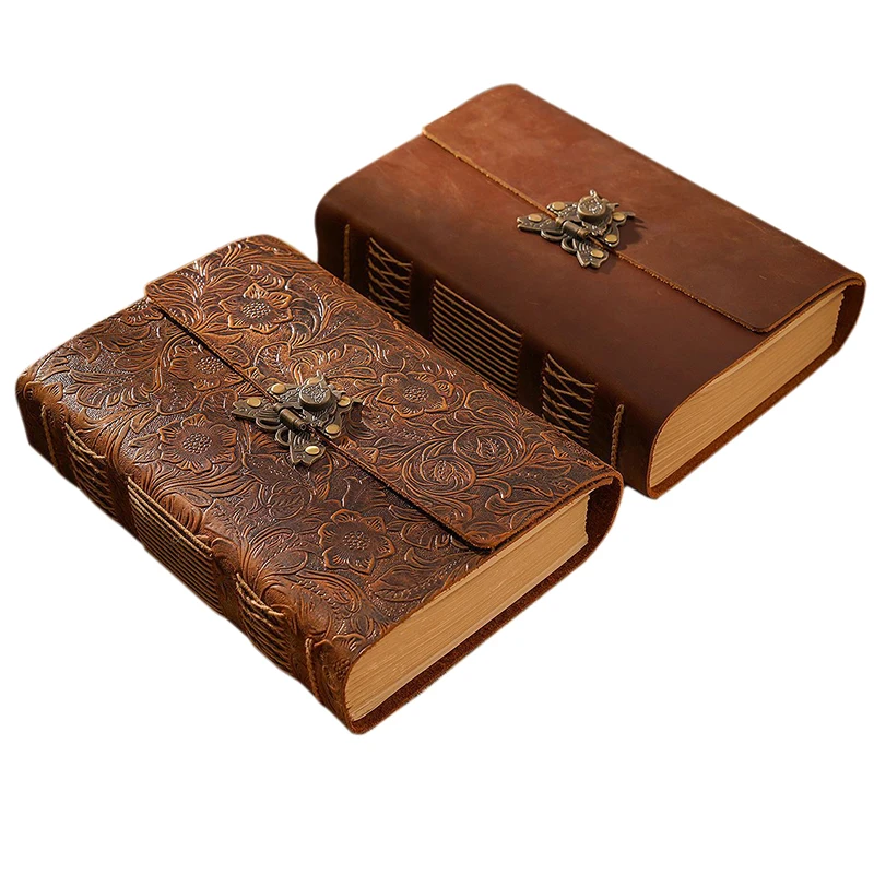 investing budget blank paper notebook odm recycle junk journaling locking bound leather writing diary gift for moleskin