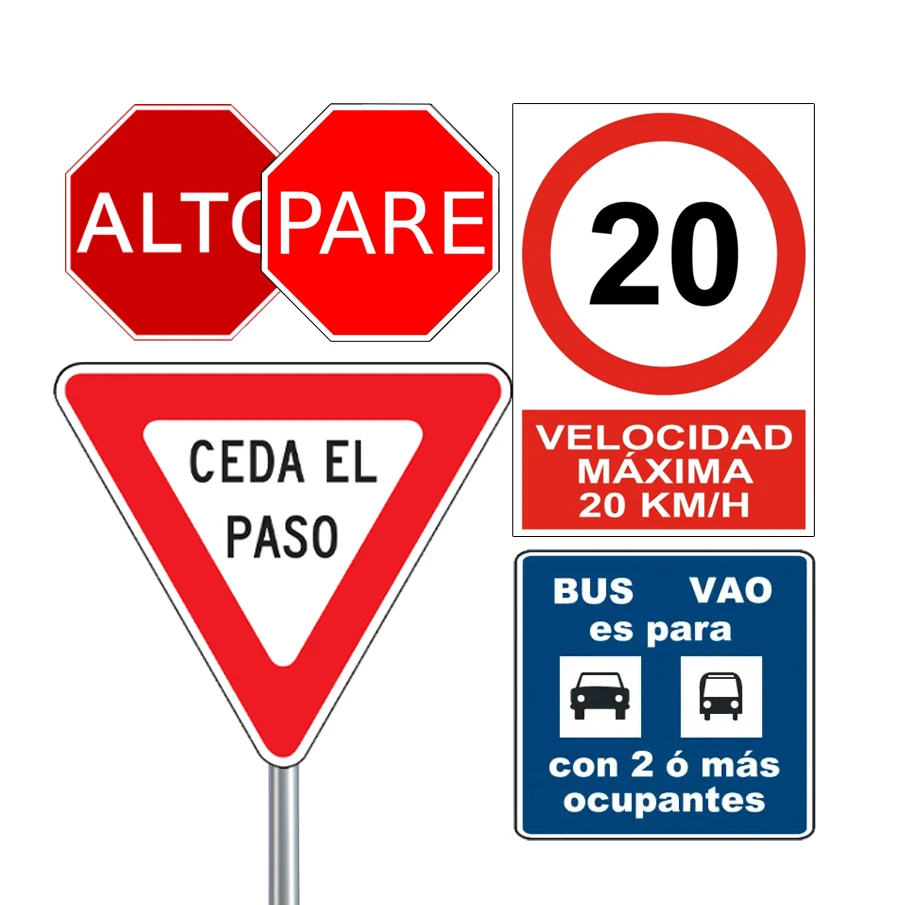 Spanish traffic road signs ALTO PARE Sign in Spain Argentina Mexico Colombia Peru Venezuela road sign