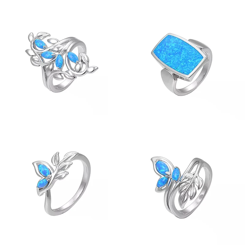 XYOP Wholesale Blue Opal ring 925 Sterling Silver Ringdesigner luxury ring jewelry
