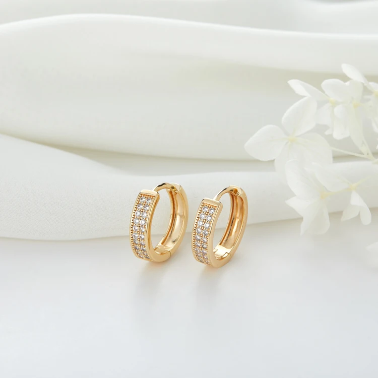 Wholesale Simple Huggie Earrings Women Unique Minimalist Trendy Gold Plated Cubic Zirconia Classic Brass Hoop Earring