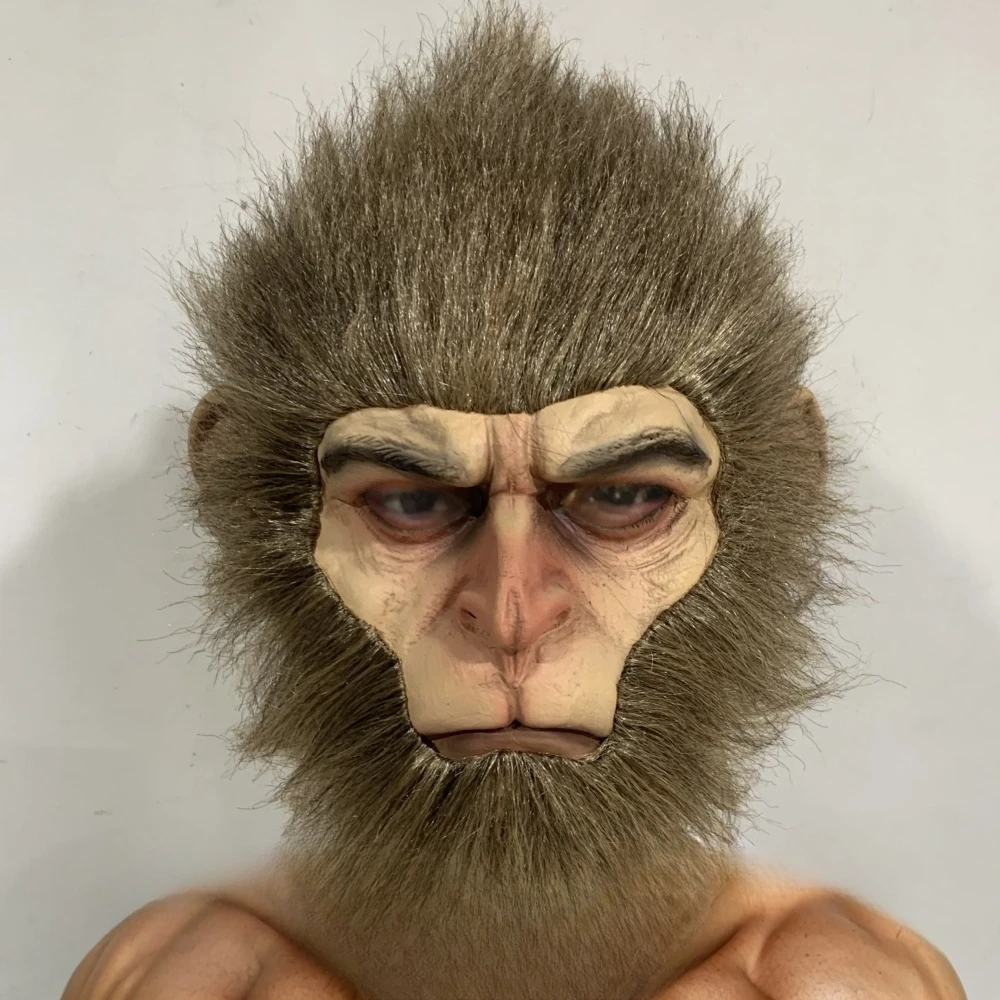 Black Myth WuKong Mask 3A Game Role-Playing Novelty Halloween Party Costume Props Adult Gifts Latex Full Face Mask With Hair