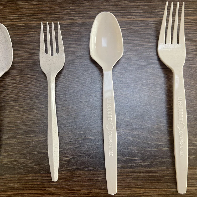 Material belong to Straw material Wedding party Disposable Heavy duty forks spoons  environmental protection plastic cutlery set