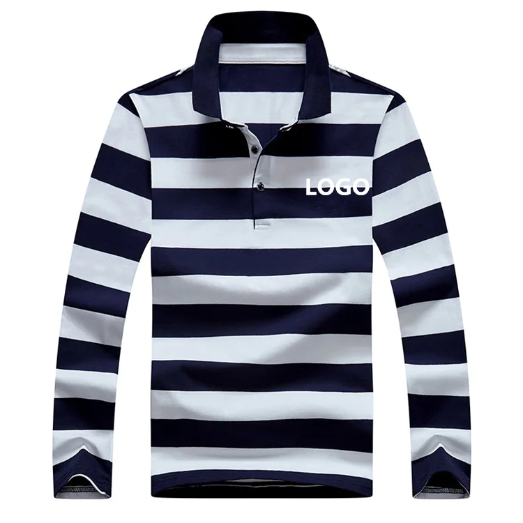 OEM Мужская Вшитая полосатая спортивная рубашка поло с длинным рукавом для регби 100% хлопок