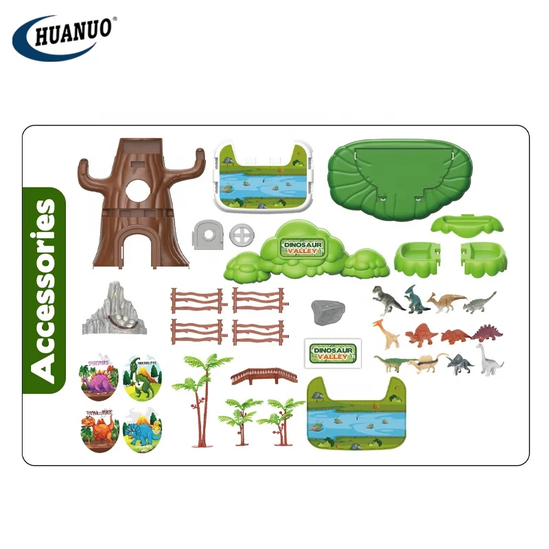 2024 Kids Newest Dinosaur Scene Toy Set DIY Dinosaur Valley Game Funny Dinosaur Figure Toys Play Set For Kid Gift