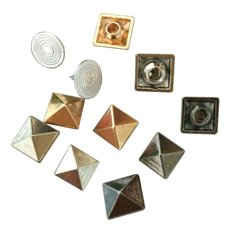 Wholesale 8mm Zinc alloy garment jeans Square rivets with alum nail black nickle/nickle/light gold color