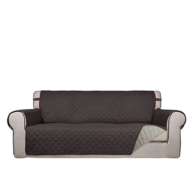 Reversible Quilted Chocolate Beige Dual Color Sofa Cover Water Resistant Slipcover Furniture Protector