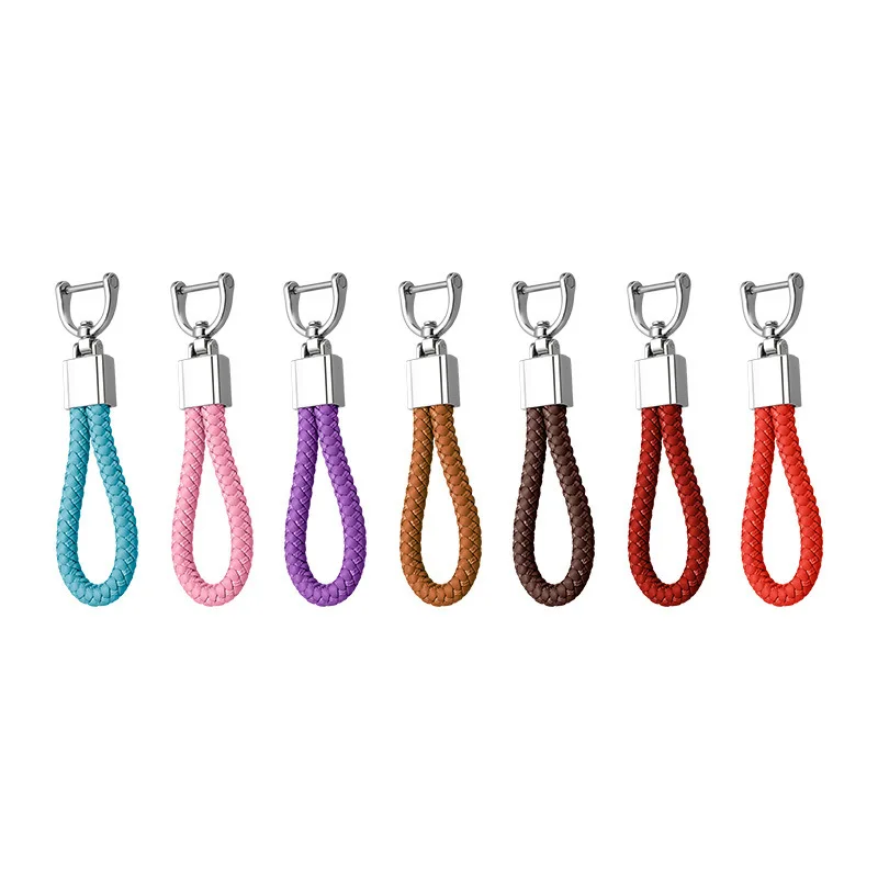 Fashion Hand Woven Leather Car KeyChain Detachable Metal Rotating Horseshoe Buckle leather Key Chain For Men Gift