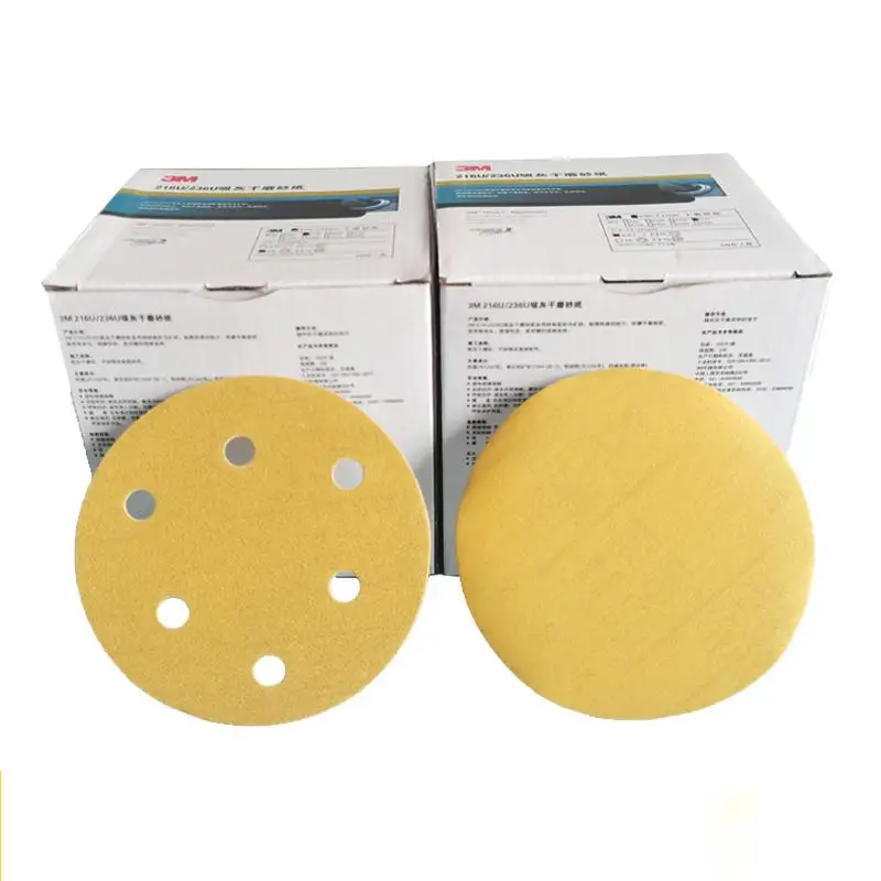 3M 5Inch 6 hole abrasive paper fiber disc yellow round  sandpaper zirconia sanding disc for polishing disc
