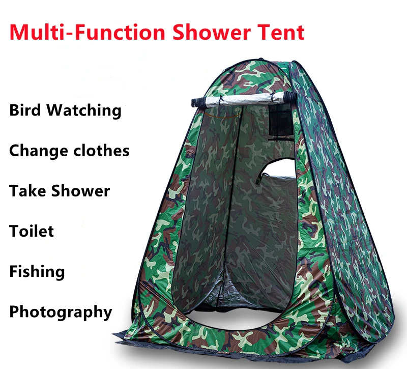 Spacious Double Shower Tent Privacy Toilet Tent Camouflage Portable Shower Tent