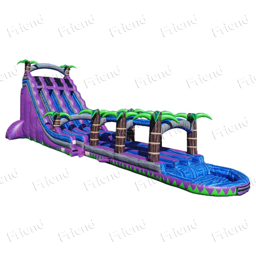 24FT TRIPLE LANE PURPLE PARADISE Inflatable Water Slide For Sale