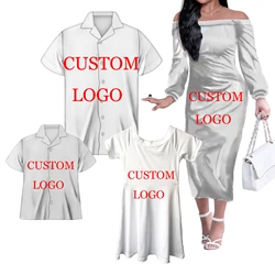 Red Polynesian Family Set 4pcs Set Unique Gifts For MOM Daddy Kids Polyester Off Shoulder Long Dress Little Girl Skrits Set