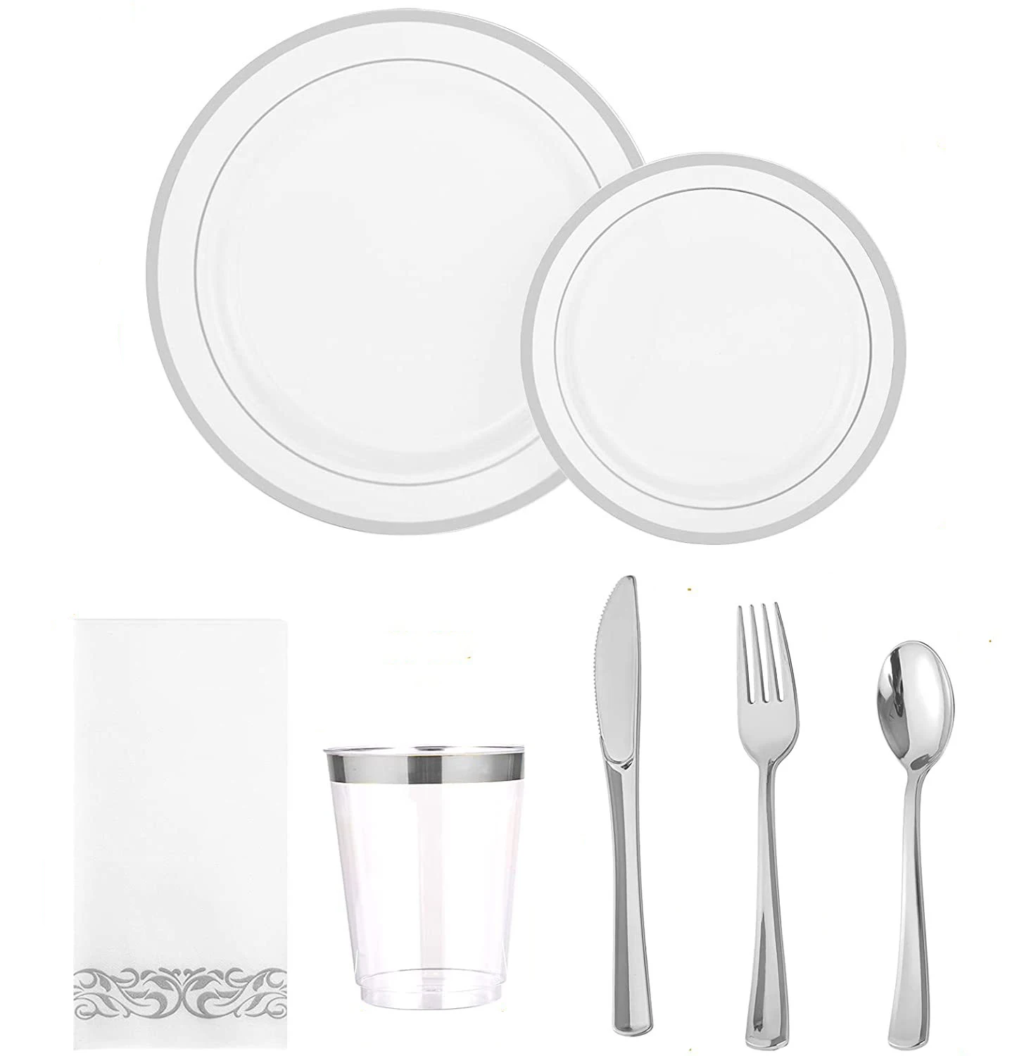 Party Disposable Tableware Plastic Cups Plates Disposable Dinnerware Set For Wedding Birthday Party Decoration