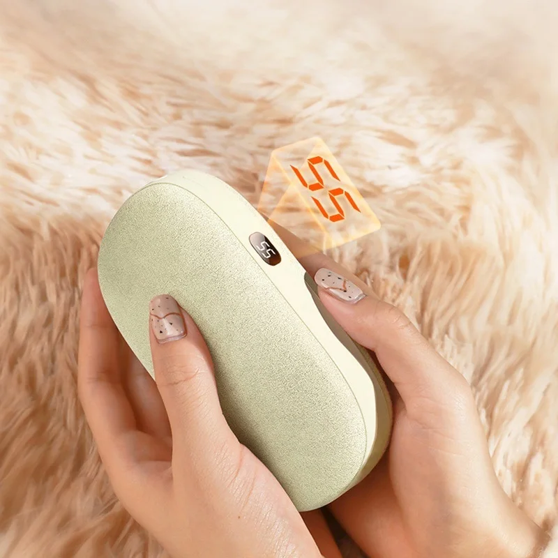 2 In 1 Mini Plush Surface Portable USB Charging Graphene Smart Warmer Heater For Warm Hand Home Travel With Display Power Bank