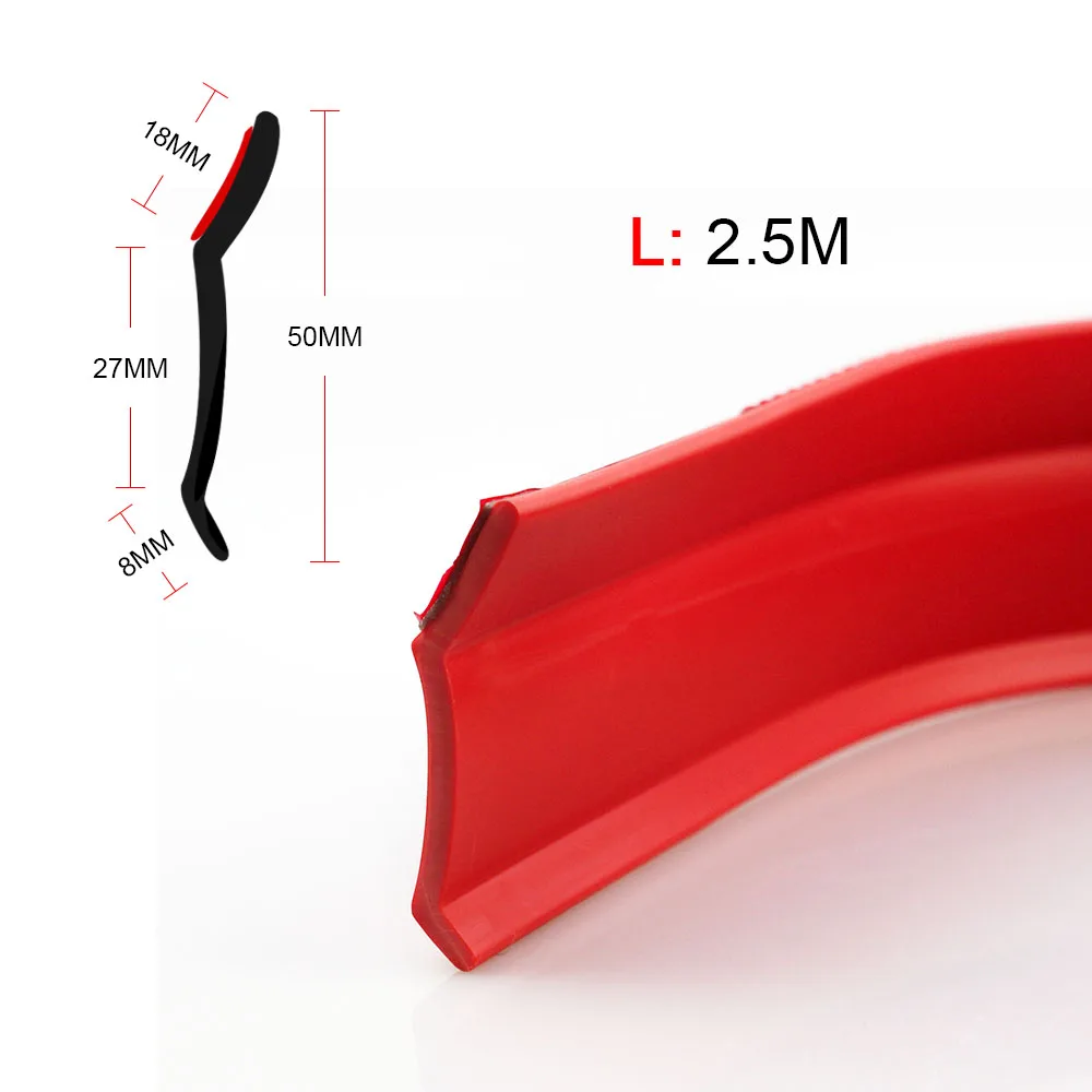 3D Accessories Car Front Bumper Lip Splitter 2.5M Body Spoiler Chin Skirt Protector Bumper Strip for Universal