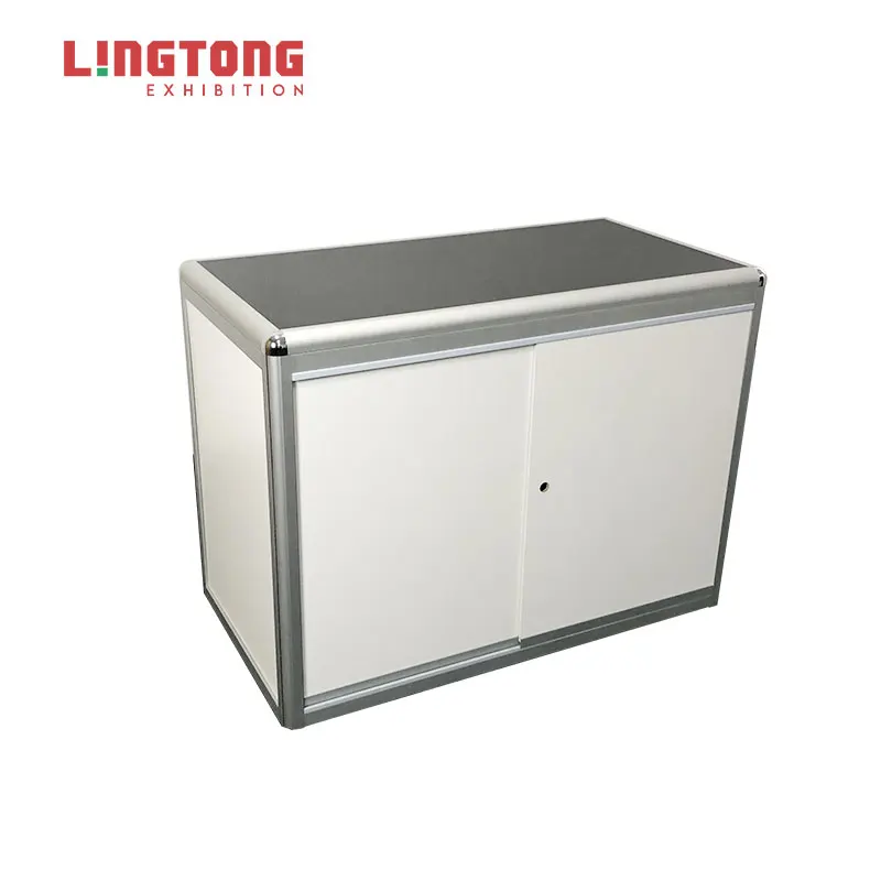 Easy-install Aluminum Frames Exhibition Reception Desk Folding Lockable Counter For Venue