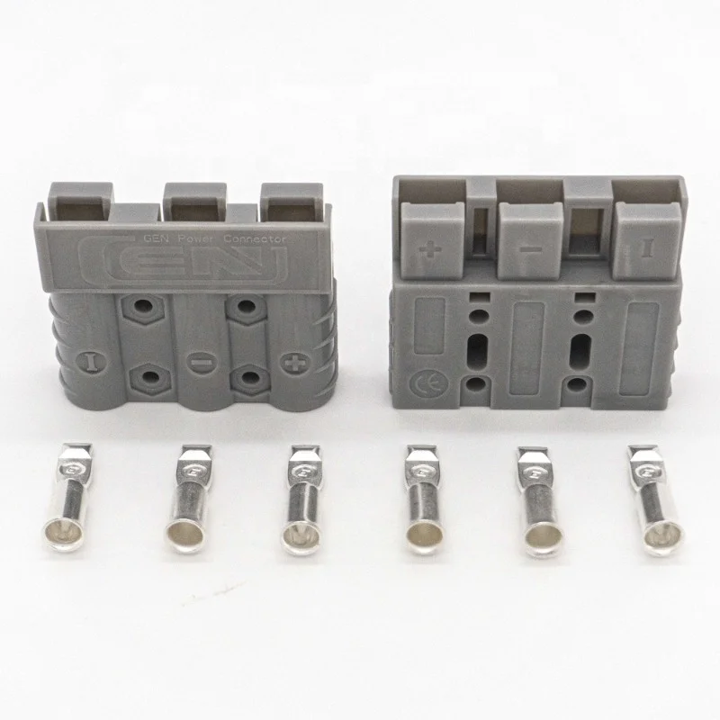 3-Pin 50A Grey& Red Wire Connector 50Amp 600v Battery charging plug