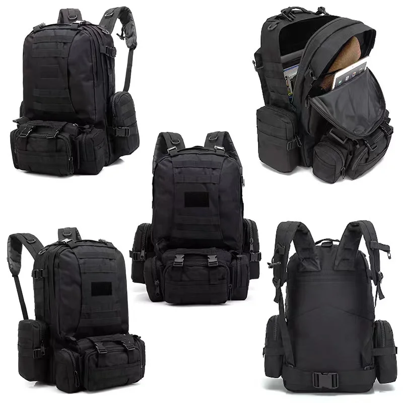 Laser Cutting Molle System Bagpack 900d Oxford Waterproof Camping Hunt 60L 4 in 1 Tactical Backpack