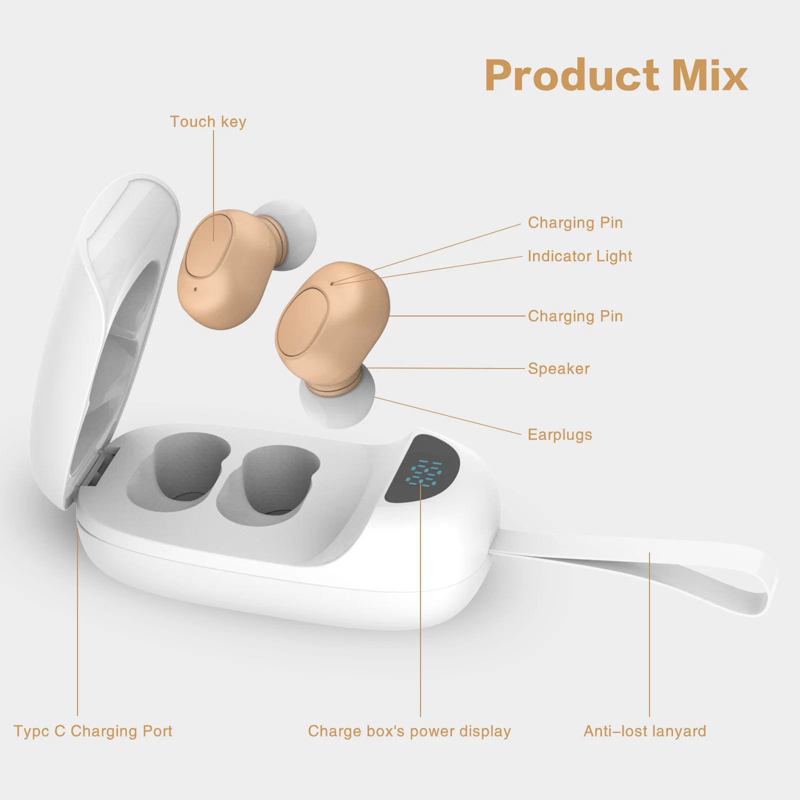 Rechargeable Invisible Sound Amplifier Portable Deaf Elderly Wireless Noise Cancellation Digital Hearing Aids