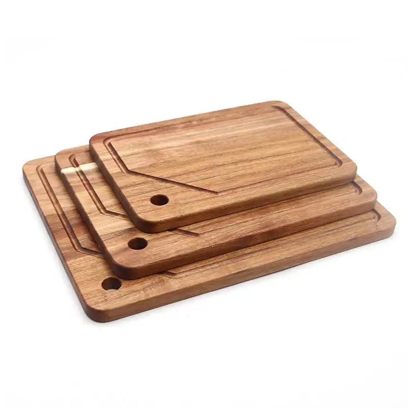 Hot sale acacia wood cutting boards wholesale wooden chopping board set with handle