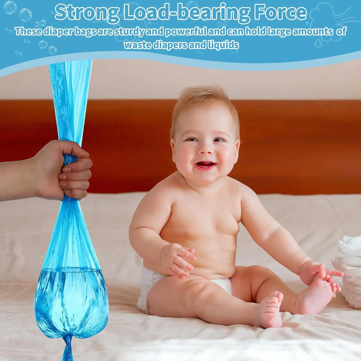 Nappy Bin Refills 4.5 m Baby Scented Diaper Pail Refill Bags Plastic Nappy Disposal Bags for Diaper Bucket Nappy Bin