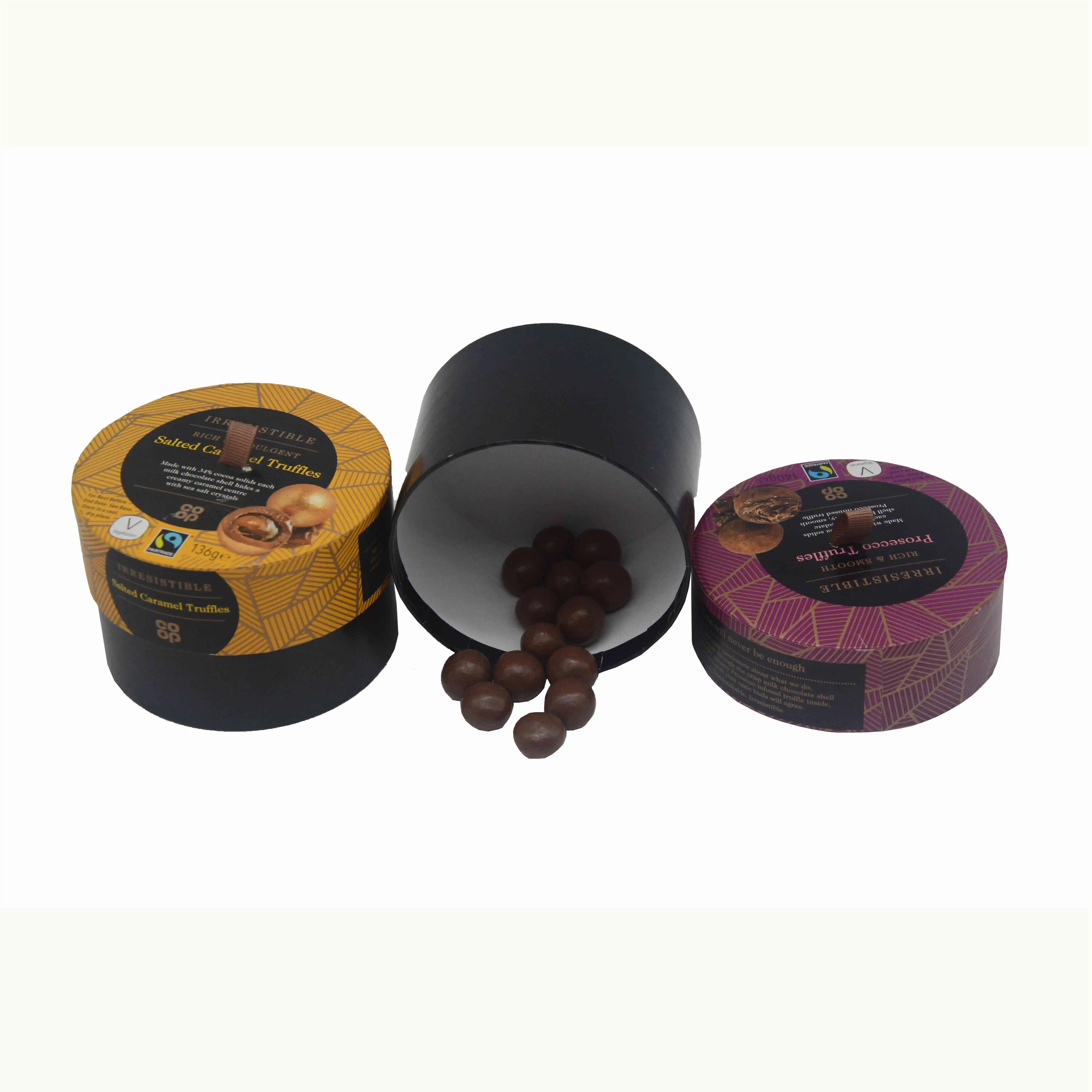 Zero waste  reusable biodegradable round paper cardboard popcorn chocolate powder candy box packaging