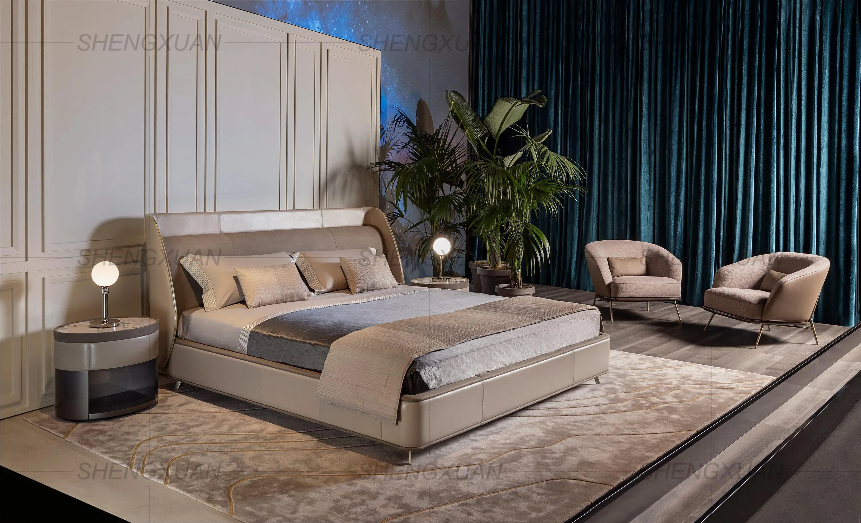 Italian King Bed Sets Luxury Bedroom Queen Size Bed With Frame And Mattress Bed Furniture Modern