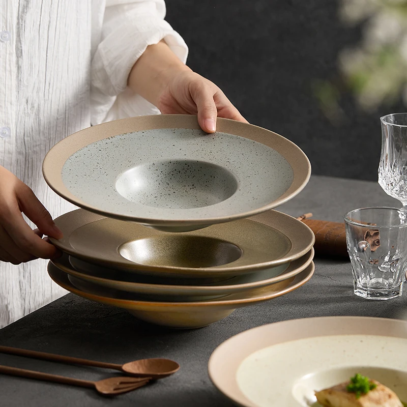 Ins Retro Japanese Ceramic Plate Special Designed Dish Porcelain Dish For Household Table Decor For Weeding Restaurant Party