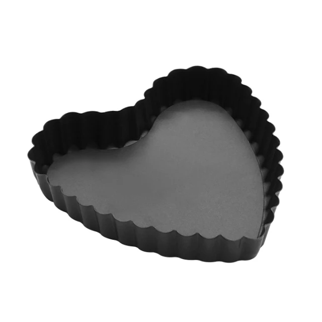 MJ Cake tools non stick coating heart baking dish removable loose bottom 4 inch pie egg tart pan