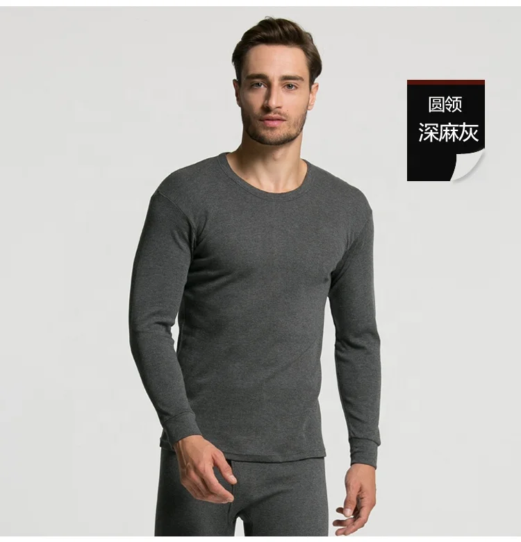 Wholesale winter Mens cotton thermal long johns underwear set with Top And Bottom