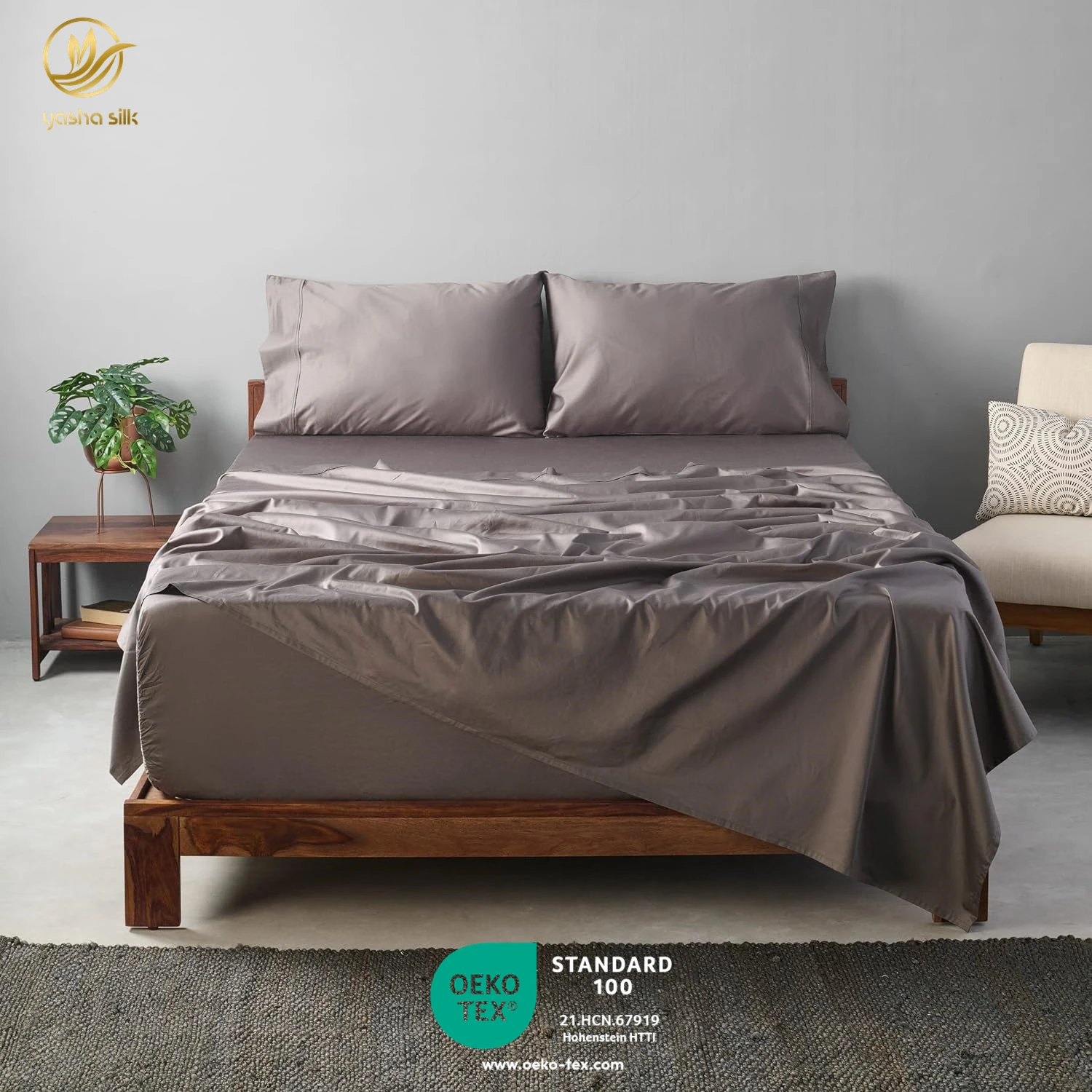 YashaSilk Pillow Case Machine Washed Silk Sheet Flat Bed Fitted Sheet Pure Silk Bed Sheets Bedding Set