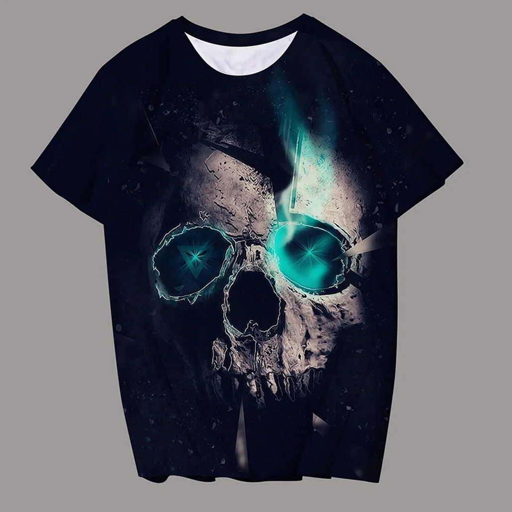 Wholesale ready to ship fashion 3D digital print tshirt fashion carnival personality hip hop clothing